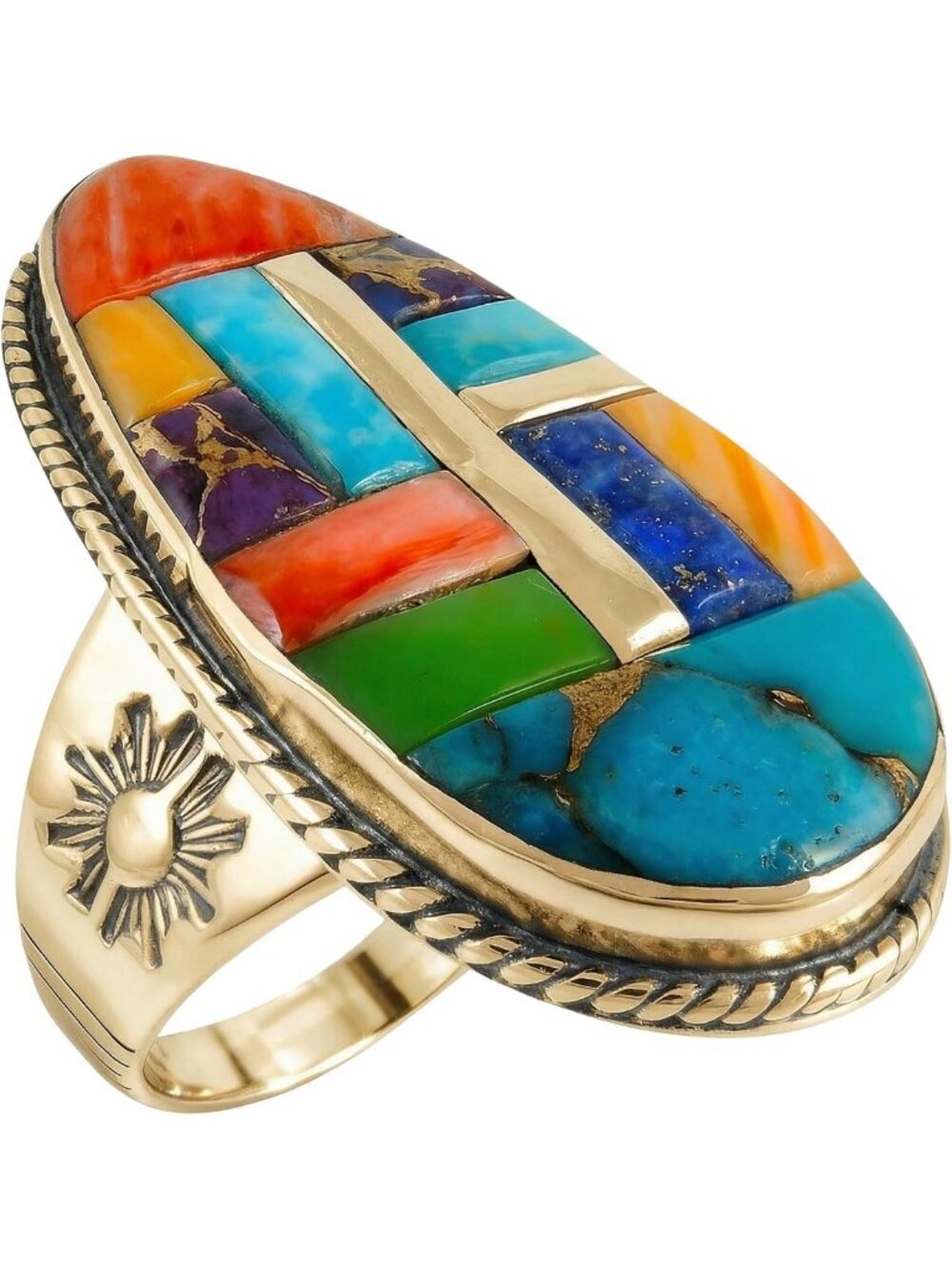 Stunning Turquoise Gemstone Ring in Gold Tone - Elegant Jewelry for Women
